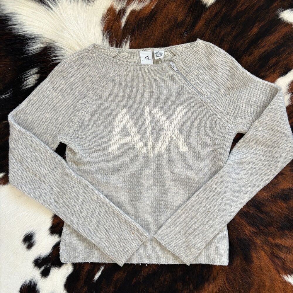 2010s Lambswool Fitted Sweater with Shoulder Zipper Detail